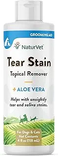NaturVet – Tear Stain Topical Remover Plus Aloe – 4 oz | Eliminates Unsightly Tear & Saliva Stains | Gentle, Water-Based Formula | for Dogs & Cats