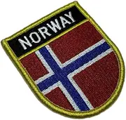 [BR44] BP0054EV01 Norway Flag Embroidered Patch Gold Border Uniform Kart Kimono, Hook Fasteners Attach to Tactical Hats and Gears