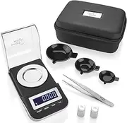 Smart Weigh Premium High Precision Digital Milligram Scale with Case Tweezers Calibration Weights and Three Weighing Pans 50 x 0.001g