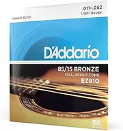 [D'Addario] Guitar Strings - Acoustic Guitar Strings - 85/15 Bronze - For 6 String Guitar - Full, Bright Tone - EZ910 - Light, 11-52