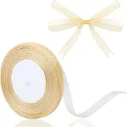 Hiswan 3/8 inch Sheer Organza Ribbon 50 Yards Gold Chiffon Ribbon for Gift Wrapping Christmas Halloween Decoration Crafts Wedding Bouquet Ribbons