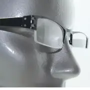City Style Reading Glasses Black Metal Polished Straight Top Frame +1.50