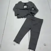 Art Class Gray Long Sleeve Pant Set Infant Girls Size 12 Months New