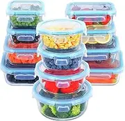 Anshine 12pack Glass Food Storage Containers Set, Meal Prep Containers With Lids, Lunch Box BPA Free & Leak Proof Safe for Microwave, Oven, Freezer, Dishwasher Kitchen Storage