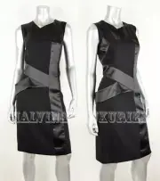 NARCISO RODRIGUEZ DRESS BLACK WOOL & SILK PANELED DESIGN $1,795 sz IT 42 US 6