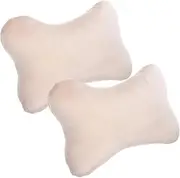 2pcs Car Seat Pillow Beige Pillow Plush Car Head Pillows Neck Pillow for Car