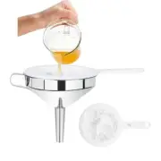 Funnel Filling Bottles Stainless Steel Food Strainer Mesh Filter Set Kitchen Kit