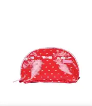 NWT LeSportsac Hello Kitty Red Bow Dome Cosmetic Bag Coated Patent Finish Fabric
