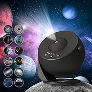 Galaxy Projector for Bedroom, HD Image Star Projector Galaxy Light Adjustable Knob, 13 Film Discs Planetarium Projector for Kids, 360° Rotating 1/2h Timer Simple 3-Button Control