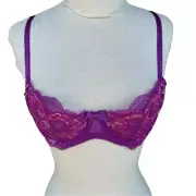 L’Agent by Agent Provocateur Adlina Lace Demi Bra L107-14 Amethyst Pink 36B NWT