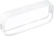 Clear Pencil Bag, Clear Exam Pencil Case, Waterproof PVC Zippered Comestic Storage Pouch, Travel Luggage Pouch Make up Cosmetic Bag, White, Make-Up Pouch