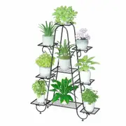Fin 9-Tier Metal Shelves Flower Pot Plant Stand Display Indoor Outdoor Garden Patio