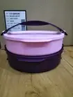 Tupperware (2 Tier+1 Handle) New Microwaveable Round Click to Go 880ml Lunch Box