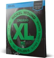 D'Addario Super Light 5-String, Long Scale, XL ProSteels Bass Strings, 40-125