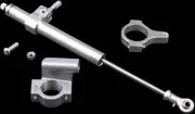 DS Satin Chrome Steering Damper Kit for Harley Softail Custom 07-10