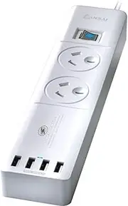 Sansai 2 Way Outlets with 4 USB Charging Ports and Surge Protector Power Board