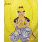 【豐財藝術】NAMO AVALOKITESHVARA 金冠紫衣冠觀世音菩薩能量真跡油畫(佛像油畫藝術收藏首選)