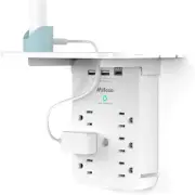 Wall Outlet Extender with Surge Protector, 6 AC Outlets, Shelf, 2 USB & USB C