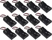 WAYLLSHINE 12 Pcs/1 Dozen 2 x 1.5V AA Battery Holder Case Box Black Wire Leads