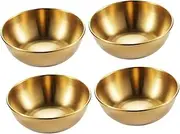 UKCOCO 4Pcs Stainless Steel Condiment Dishes Set Stylish Soy Sauce Plates for Serving Spices Appetizers and Sauces Safe for Everyday Use