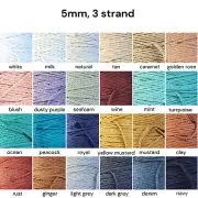 5mm macrame cord twisted rope coloured string 3 strand ply cotton diy australia