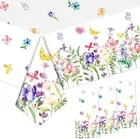 3Pcs Tablecloths Plastic Flower Disposable Table Cloths Floral Birthday Rectangl