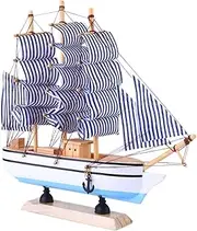 iplusmile Elegant Wooden Sailing Ship Model Nautical Boat Ornament Home Decor for Boys and Girls