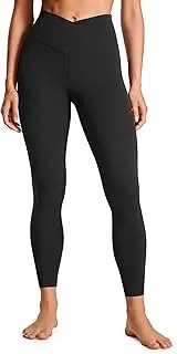 [CRZ YOGA] Womens Butterluxe Cross Waist Workout Leggings 25" / 28" - V Crossover High Waisted Gym Athletic Yoga Leggings