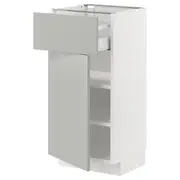 METOD / MAXIMERA base cabinet with drawer/door, white/Havstorp light grey, 40x37x80 cm