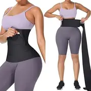 EXYUAU Waist Trainer for Women Lower Belly Fat - Weight Loss Compression Tummy Control Belt Plus Size Snatch Me Up Bandage wrap Waist Trimmer Black, Black, One Size