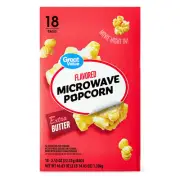 Great Value Extra Butter Flavored Microwave Popcorn, 18 count, 2.55 oz Bags