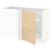 METOD corner base cab w pull-out fitting, white/Askersund light ash effect, 128x68x80 cm