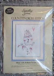 Vintage Something Special Cross stitch Mime with Balloon Crewel Embroidery Kit