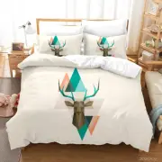 3D Deer Geometry Abstract Quilt Cover Set Bedding Sets Pillowcases Queen 3