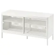 MACKAPÄR storage bench with sliding doors, white, 100x37 cm