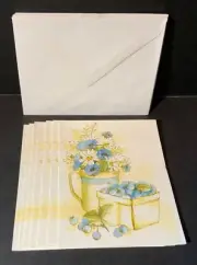 VTG Hallmark Blank Note Cards Lot (7) UNUSED Jug Flowers Basket Of Blueberries