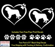 I Love My Saint Bernard Two White Vinyl Decal Car Window Laptop Tablet Notebook