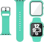[XFEN] Sport Silicone Band and Case with Screen Protector for Apple Watch Series 7 Series 6 SE Series 5 Series 4