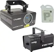 CR Laser Compact Cyan 150mW Laser Disco Light Party Set Come with 400W Smoke Machine and 1L Liquid