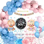 111Pcs Gender Reveal Balloon Set Arch Kit with Pink and Blue Balloons for Boy or Girl Gender Reveal Decorations