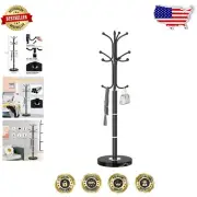 Sophisticated Metal Coat Rack Stand - 12 Hooks with Smooth Balls for Protection