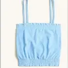 J Crew Smocked Towel Terry Tank Hydrangea Light Blue Color, Size Medium