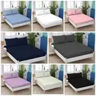 100% Pure Cotton Fitted Sheet Pillowcase Set(No Flat)Queen/King/Super Solid