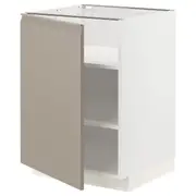 METOD base cabinet with shelves, white/Upplöv matt dark beige, 60x60x80 cm