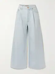 [Mother] Mother - + Net Sustain Snacks! Pleated High-rise Wide-leg Jeans - Light denim - 29 29 Blue