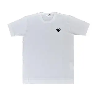 【川久保玲】COMME DES GARCONS PLAY川久保玲黑心刺繡LOGO圓領純棉短袖T恤(男裝/白)