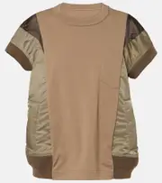 [Sacai] Sacai Paneled jersey and twill top AU 8 beige
