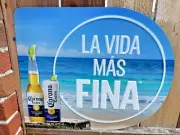 CORONA Extra BEER METAL Sign Tin Tacker CANCUN BEACH MEXICO Pool Sign BAR 22X16"
