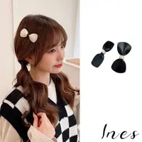 在飛比找momo購物網優惠-【INES】撞色髮夾 蝴蝶結髮夾/韓國設計法式復古黑白撞色蝴