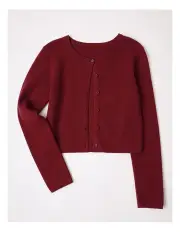 [Tilii] Crew Neck Cardigan in Burgundy